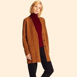 Uniqlo Milano Ribbed Long Jacket brown caramel